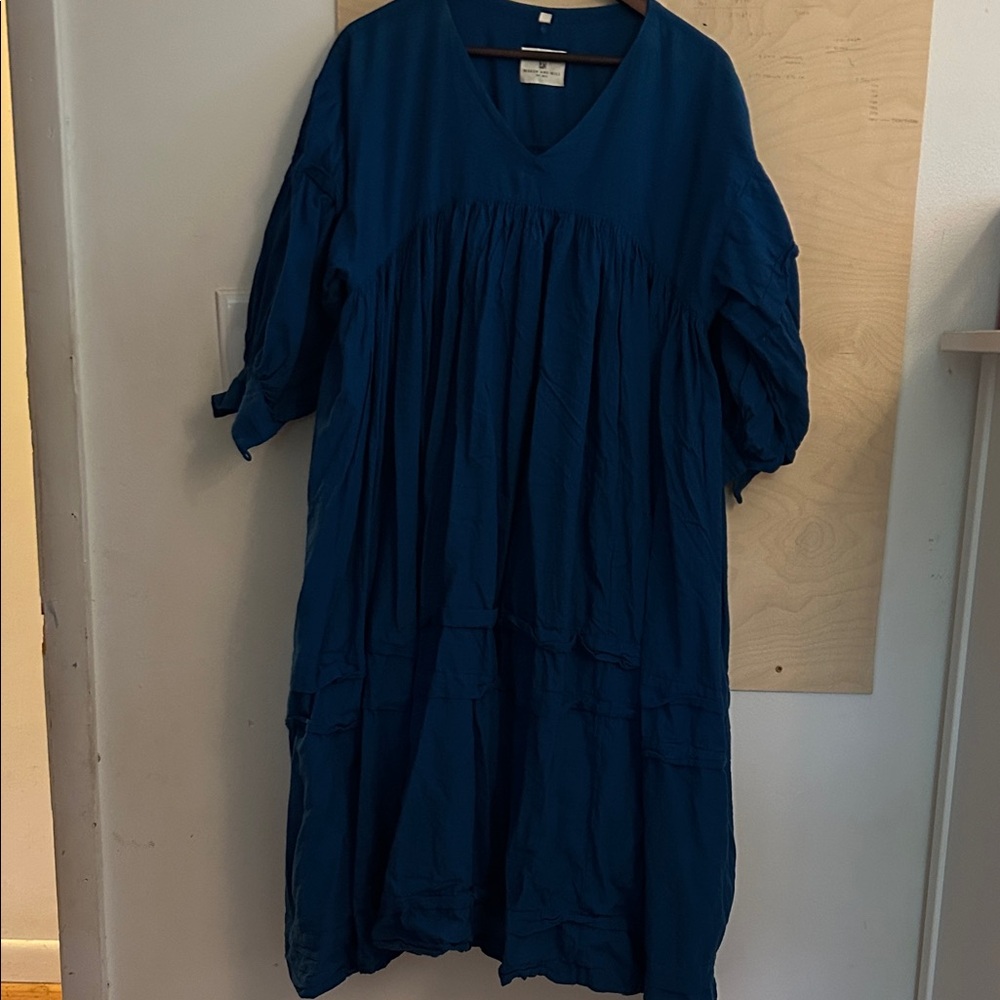 Mason and mill Irene dress tarp blue XL cotton midi
